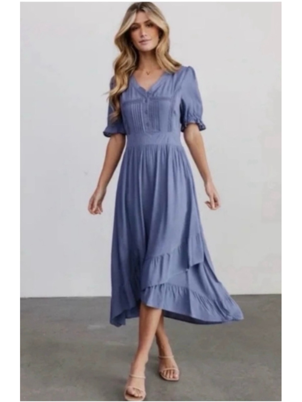 Baltic Born Medium NWT Hannah Dusty Blue Midi Dress